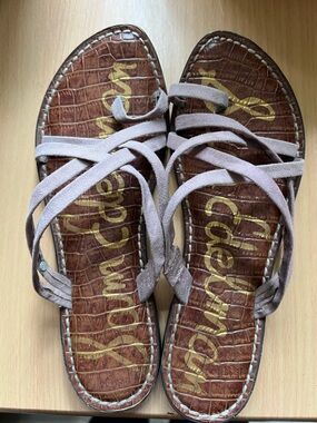 Sam Edelman Dusty Mauve Suede Wrap Flat Sandals